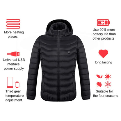 *** FREE 30000maH POWERBANK AND FREE SHIPPING! *** RECHARGEABLE UNISEX USB THERMAL HEATED JACKET